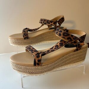 Nine West Brown and Black Espadrille Sandals